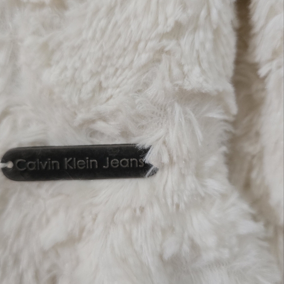 Calvin Klein Jeans White Pea Coat Plush Faux Fur - Picture 5 of 8